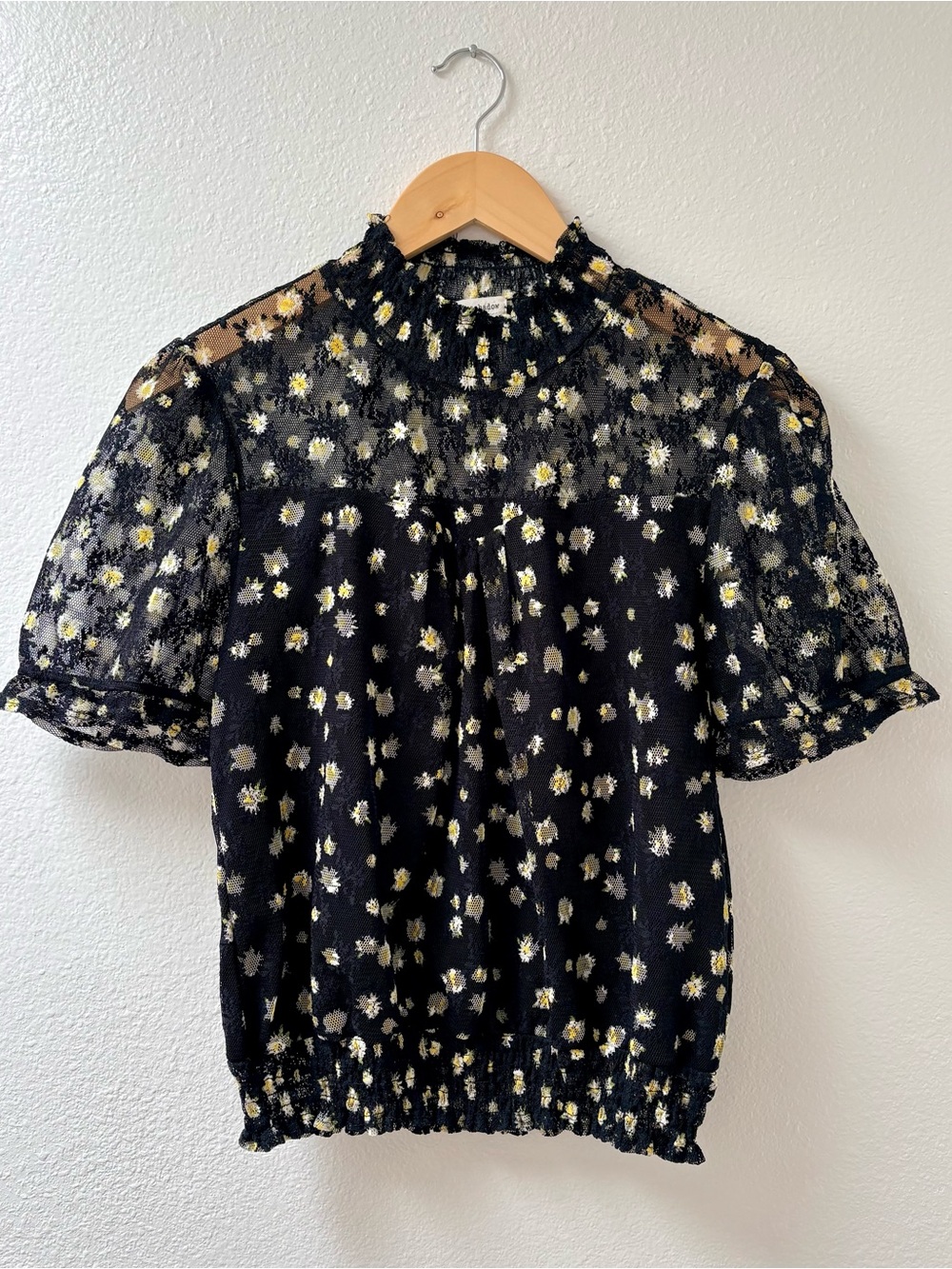 Black Goth Witchy Floral Lace High Neck Blouse